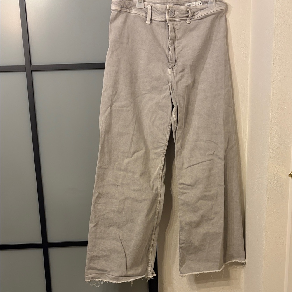 ZARA Beige High-Rise Denim Pants